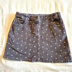 Mini Boden girls size 9-10 years gray corduroy skirt pockets star print VGUC